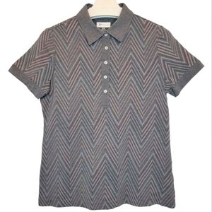 GREG NORMAN Men's Golf Polo Gray Chevron Stretch‎ Short Sleeve Shirt Sz M Sporty